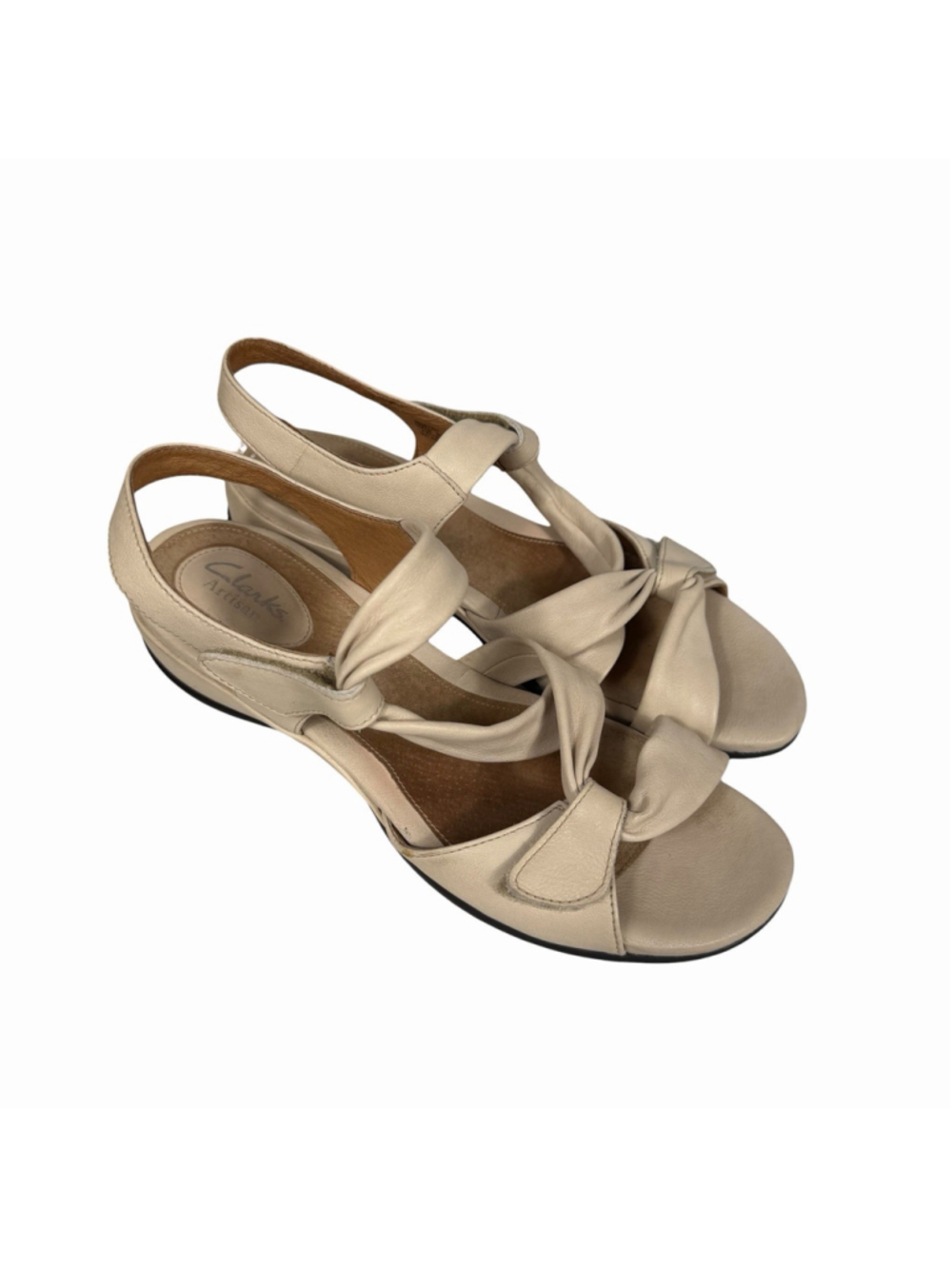 Clark's Artesian Cream Leather Strappy Comfort Sandals Women's Size 8.5 M